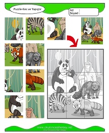 Puzzle Kes Yapıştır Çalışma Sayfaları